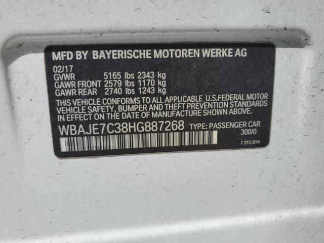 WBAJE7C38HG887268 - 2017 BMW 540 XI WHITE photo 12