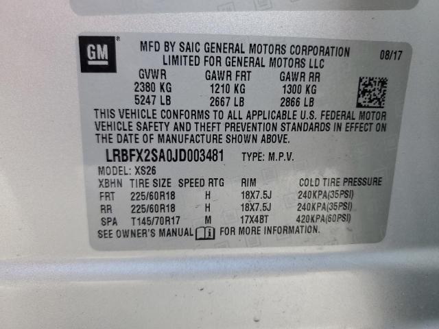 LRBFX2SA0JD003481 - 2018 BUICK ENVISION ESSENCE SILVER photo 13