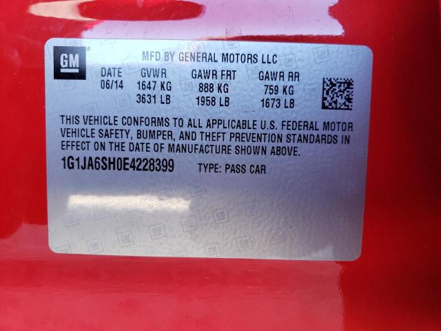 1G1JA6SH0E4228399 - 2014 CHEVROLET SONIC LS წითელი ფოტო 13