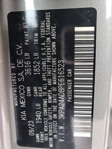 3KPA24AD8PE616523 - 2023 KIA RIO LX SILVER photo 13