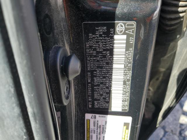 2T1KU40E99C062547 - 2009 TOYOTA COROLLA MA BLACK photo 12