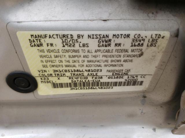 3N1CB51D86L481023 - 2012 FORD FOCUS SE 1.8 SILVER photo 10