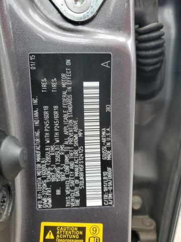 5TDJKRFH5FS124125 - 2015 TOYOTA HIGHLANDER XLE GRAY photo 13