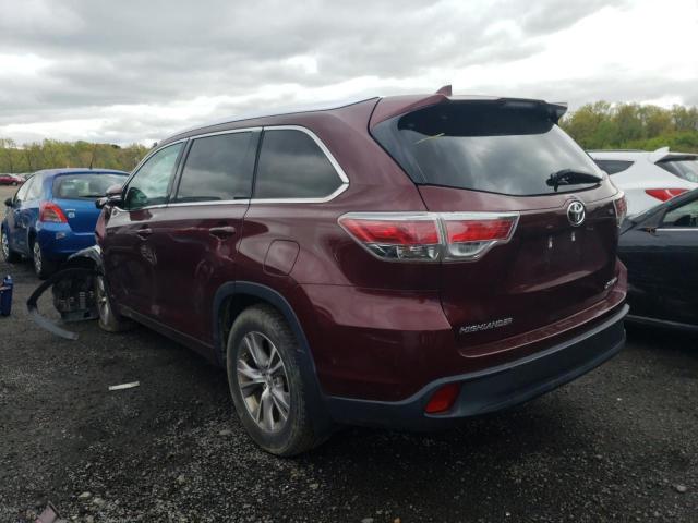 5TDJKRFH6FS210334 - 2015 TOYOTA HIGHLANDER XLE Tünd qırmızı foto 2