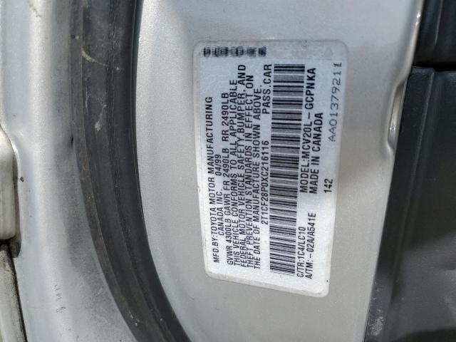 2T1CF28P0XC216116 - 1999 TOYOTA CAMRY SOLA SE SILVER photo 12