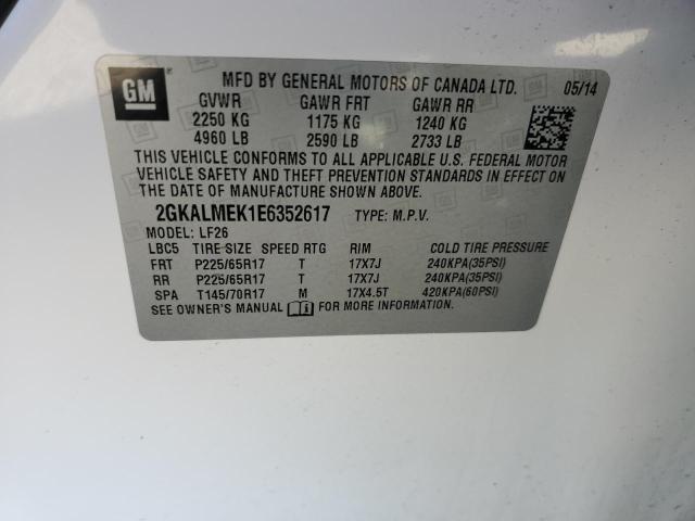 2GKALMEK1E6352617 - 2014 GMC TERRAIN SLE WHITE photo 13