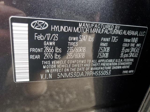 5NMS3DAJ9PH555053 - 2023 HYUNDAI SANTA FE SEL PREMIUM GRAY photo 13