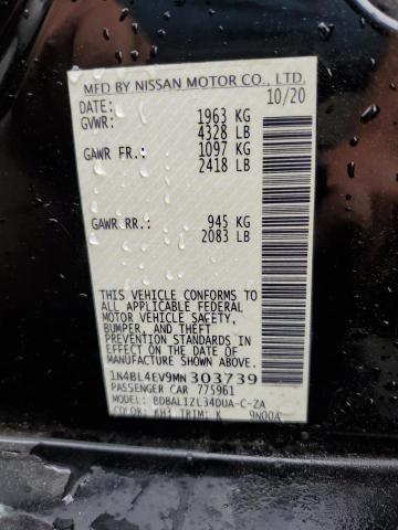 1N4BL4EV9MN303739 - 2021 NISSAN ALTIMA SL BLACK photo 12