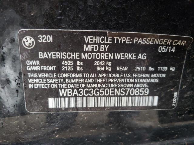WBA3C3G50ENS70859 - 2014 BMW 320 I XDRIVE BLACK photo 12