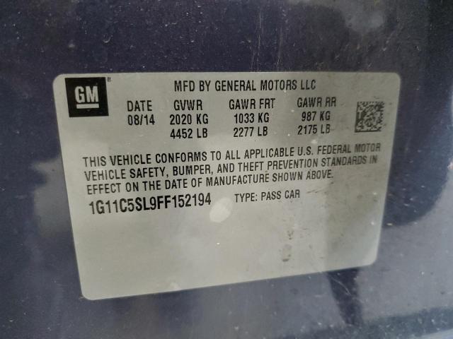 1G11C5SL9FF152194 - 2015 CHEVROLET MALIBU 1LT 蓝色 照片 12