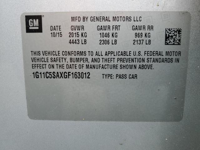 1G11C5SAXGF163012 - 2016 CHEVROLET MALIBU LIM LT 灰色 照片 12