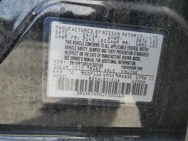 3N1AB7AP0JY300165 - 2018 NISSAN SENTRA S BLACK photo 12