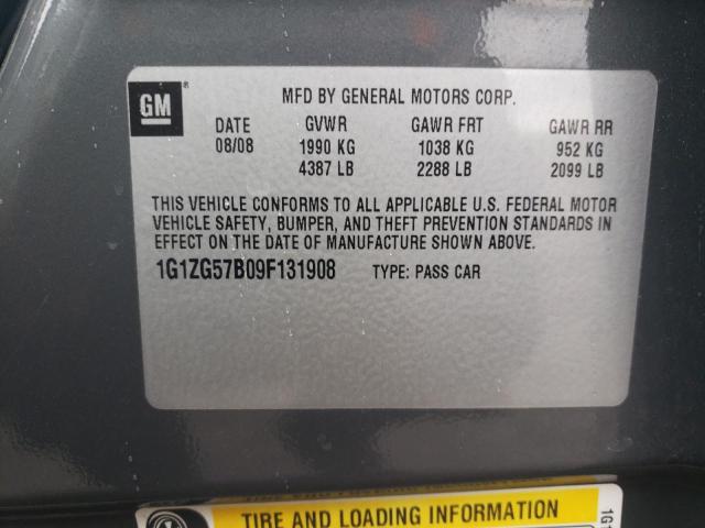 1G1ZG57B09F131908 - 2009 CHEVROLET MALIBU LS GRAY photo 12