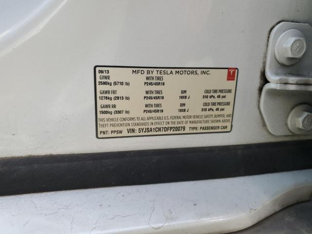5YJSA1CN7DFP20079 - 2013 TESLA MODEL S 白色 照片 12