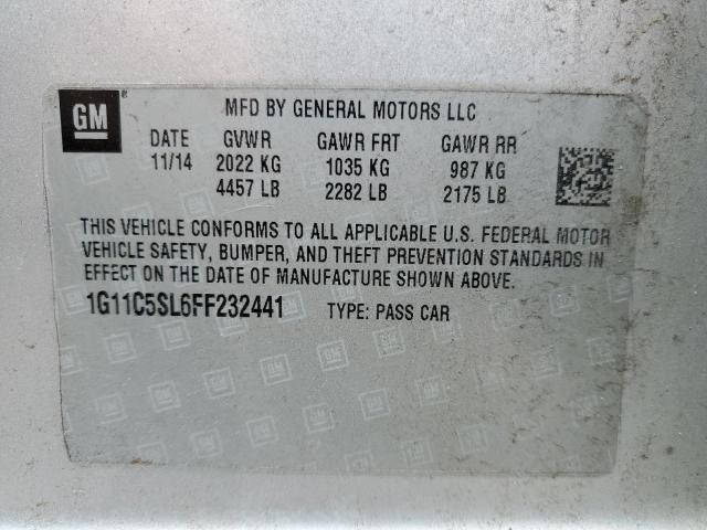 1G11C5SL6FF232441 - 2015 CHEVROLET MALIBU 1LT SILVER photo 12