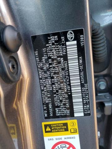 4T4BF1FK2FR514862 - 2015 TOYOTA CAMRY LE GRAY photo 13