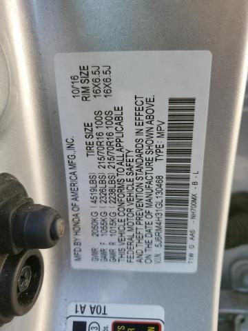 5J6RM4H31GL130468 - 2016 HONDA CR-V LX SILVER photo 13