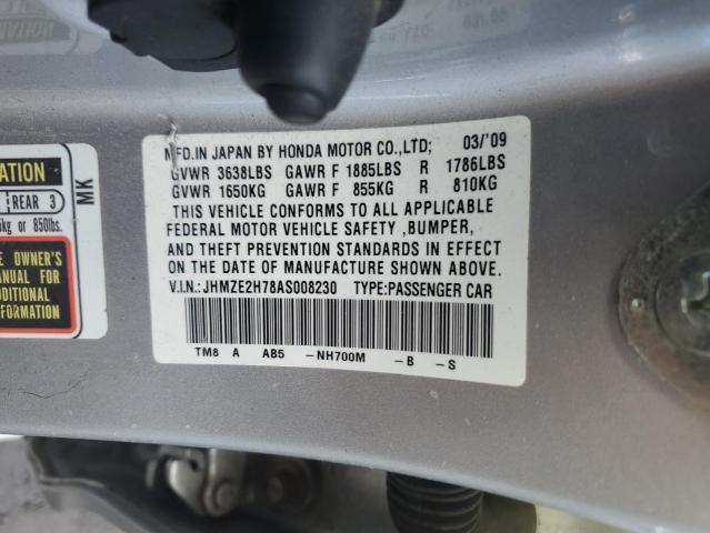 JHMZE2H78AS008230 - 2010 HONDA INSIGHT EX SILVER photo 12