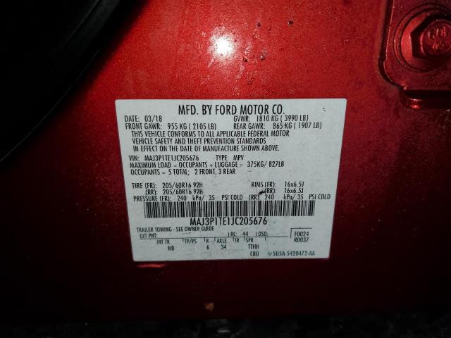 MAJ3P1TE1JC205676 - 2018 FORD ECOSPORT SE Czerwony zdjęcie 12