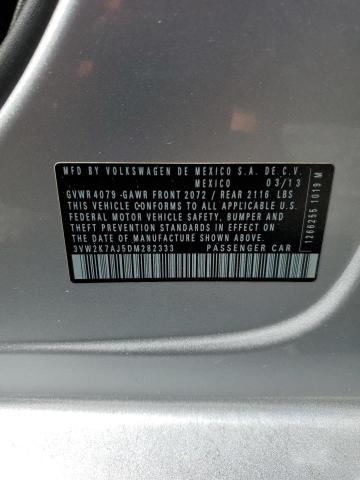 3VW2K7AJ5DM282333 - 2013 VOLKSWAGEN JETTA BASE فضي صورة 12