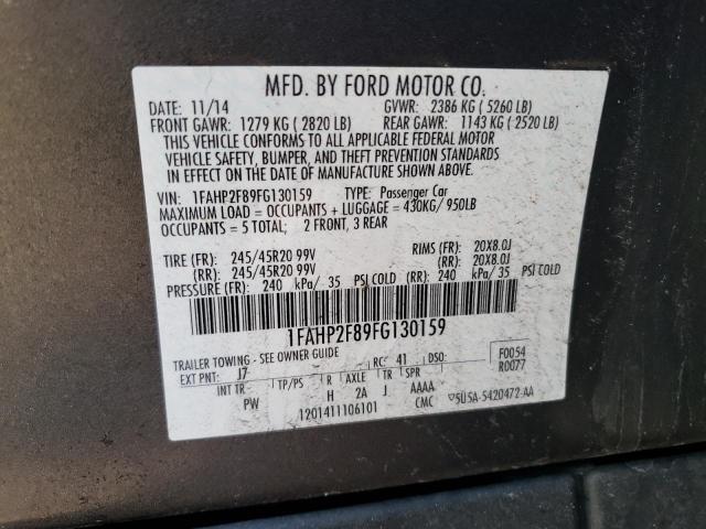 1FAHP2F89FG130159 - 2015 FORD TAURUS LIMITED GRAY photo 13