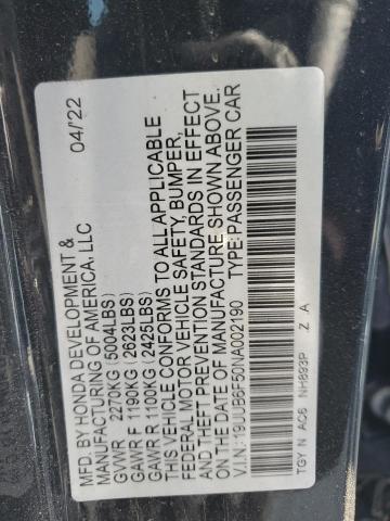 19UUB6F50NA002190 - 2022 ACURA TLX TECH A BLACK photo 12
