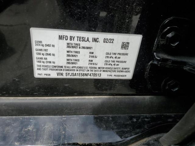5YJSA1E58NF470513 - 2022 TESLA MODEL S Qara foto 13