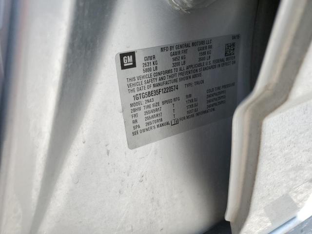 1GTG5BE35F1220574 - 2015 GMC CANYON SLE SILVER photo 12