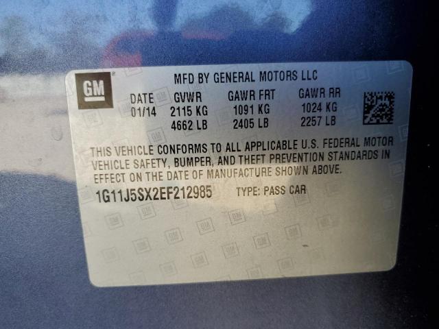 1G11J5SX2EF212985 - 2014 CHEVROLET MALIBU LTZ ნაცრისფერი ფოტო 13