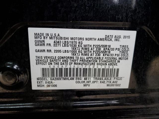 4A4AP3AU7FE047999 - 2015 MITSUBISHI OUTLANDER ES BLACK photo 13