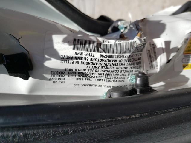 5FNYF7H52LB004258 - 2020 HONDA PASSPORT EXL თეთრი ფოტო 13