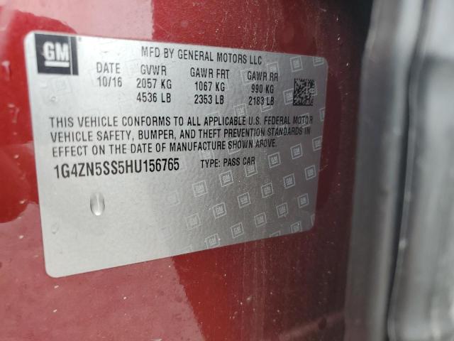 1G4ZN5SS5HU156765 - 2017 BUICK LACROSSE PREFERRED BURGUNDY photo 12