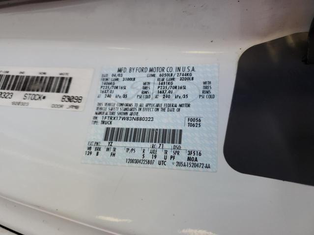 1FTRX17W83NB80323 - 2003 FORD F150 أبيض صورة 12