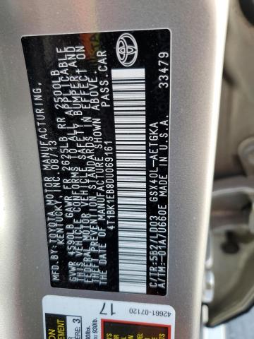 4T1BK1EB8DU069161 - 2013 TOYOTA AVALON BASE TAN photo 12