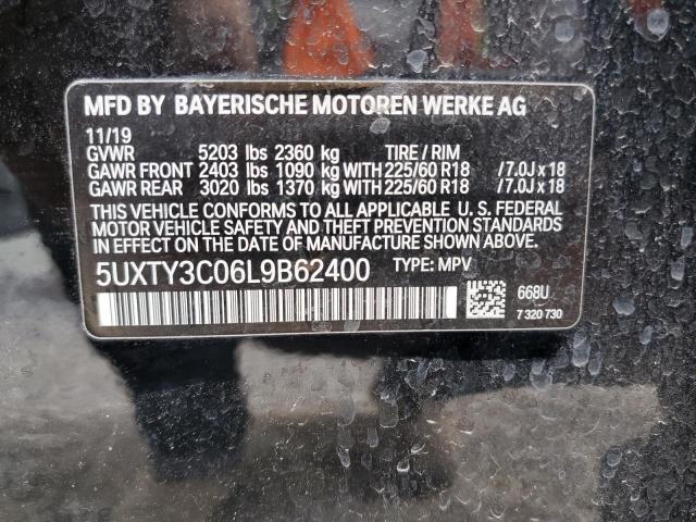 5UXTY3C06L9B62400 - 2020 BMW X3 SDRIVE30I BLACK photo 14