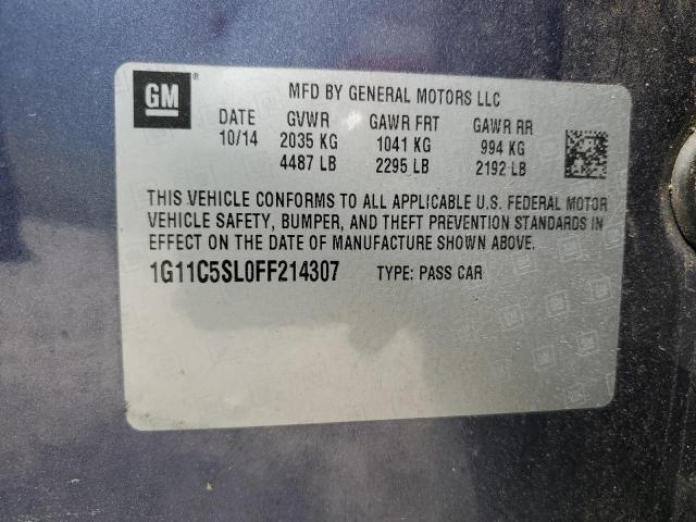 1G11C5SL0FF214307 - 2015 CHEVROLET MALIBU 1LT ლურჯი ფოტო 12