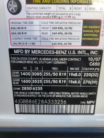 4JGBB86E28A333256 - 2008 MERCEDES-BENZ ML 350 WHITE photo 13