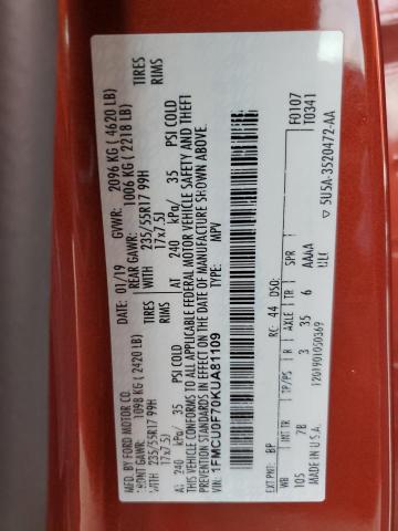 1FMCU0F70KUA81109 - 2019 FORD ESCAPE S Orange photo 13