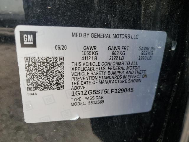 1G1ZG5ST5LF129045 - 2020 CHEVROLET MALIBU RS BLACK photo 12