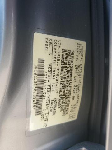 3N1BC13E98L356557 - 2008 NISSAN VERSA S GRAY photo 12