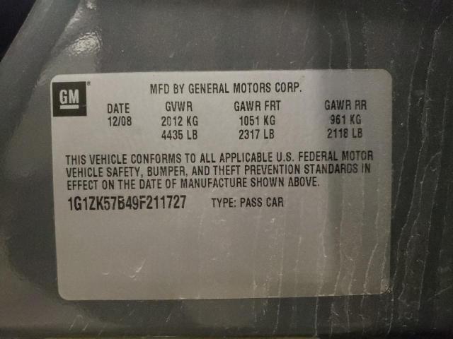 1G1ZK57B49F211727 - 2009 CHEVROLET MALIBU LTZ ნაცრისფერი ფოტო 12