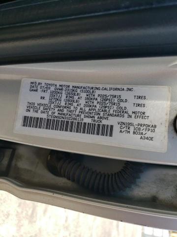 5TEGN92N33Z286119 - 2003 TOYOTA TACOMA DOUBLE CAB PRERUNNER SILVER photo 13