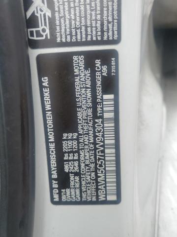 WBAVM5C57FVV94304 - 2015 BMW X1 XDRIVE35I WHITE photo 13