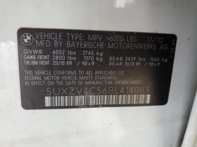 5UXZV4C56BL414083 - 2011 BMW X5 XDRIVE35I WHITE photo 12