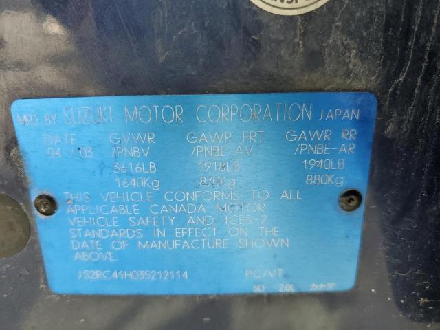 JS2RC41H035212114 - 2003 SUZUKI AERIO SX BLUE photo 13