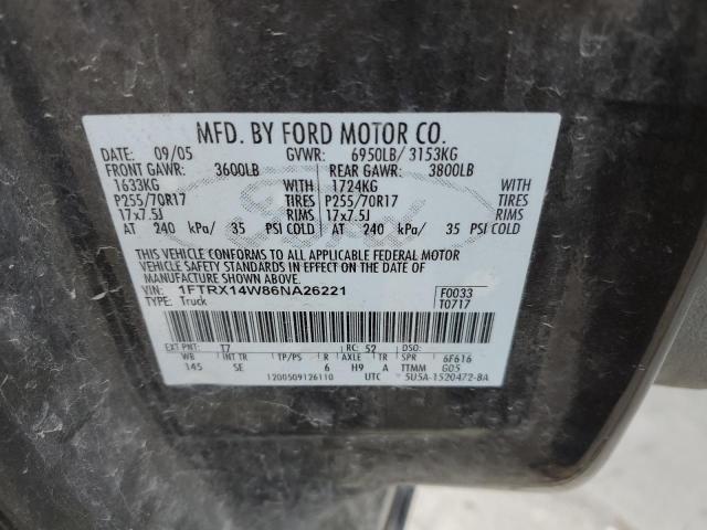 1FTRX14W86NA26221 - 2006 FORD F150 BLACK photo 12