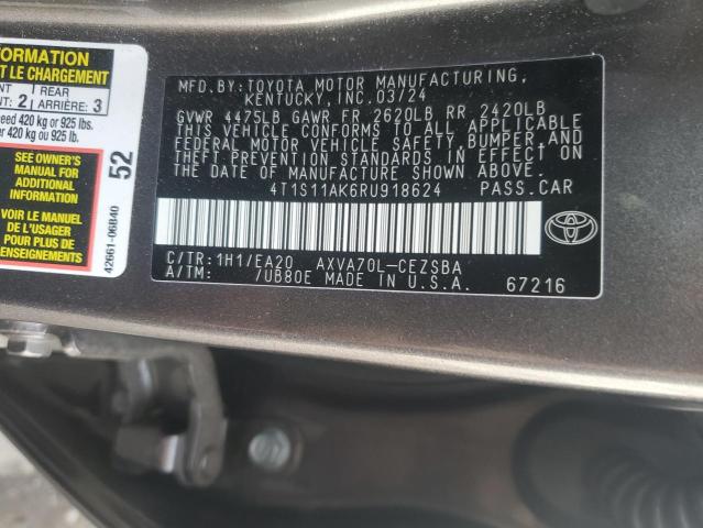 4T1S11AK6RU918624 - 2024 TOYOTA CAMRY SE NIGHT SHADE CHARCOAL photo 13