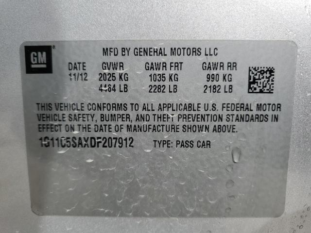 1G11C5SAXDF207912 - 2013 CHEVROLET MALIBU 1LT 银色 照片 12