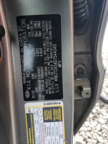 KNDJT2A54D7544340 - 2013 KIA SOUL GRAY photo 13