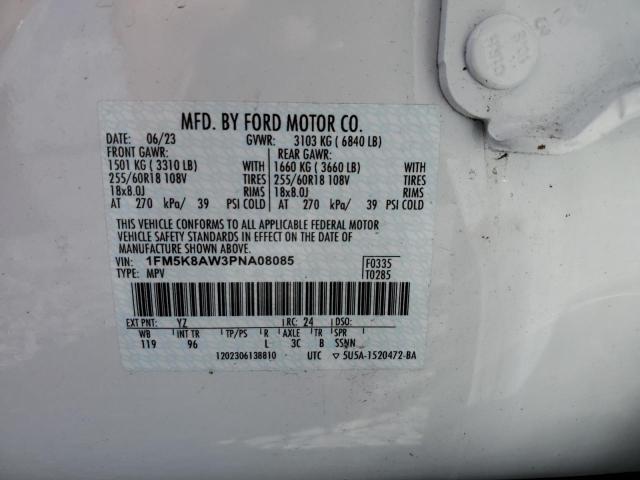 1FM5K8AW3PNA08085 - 2023 FORD EXPLORER POLICE INTERCEPTOR 白色 照片 14